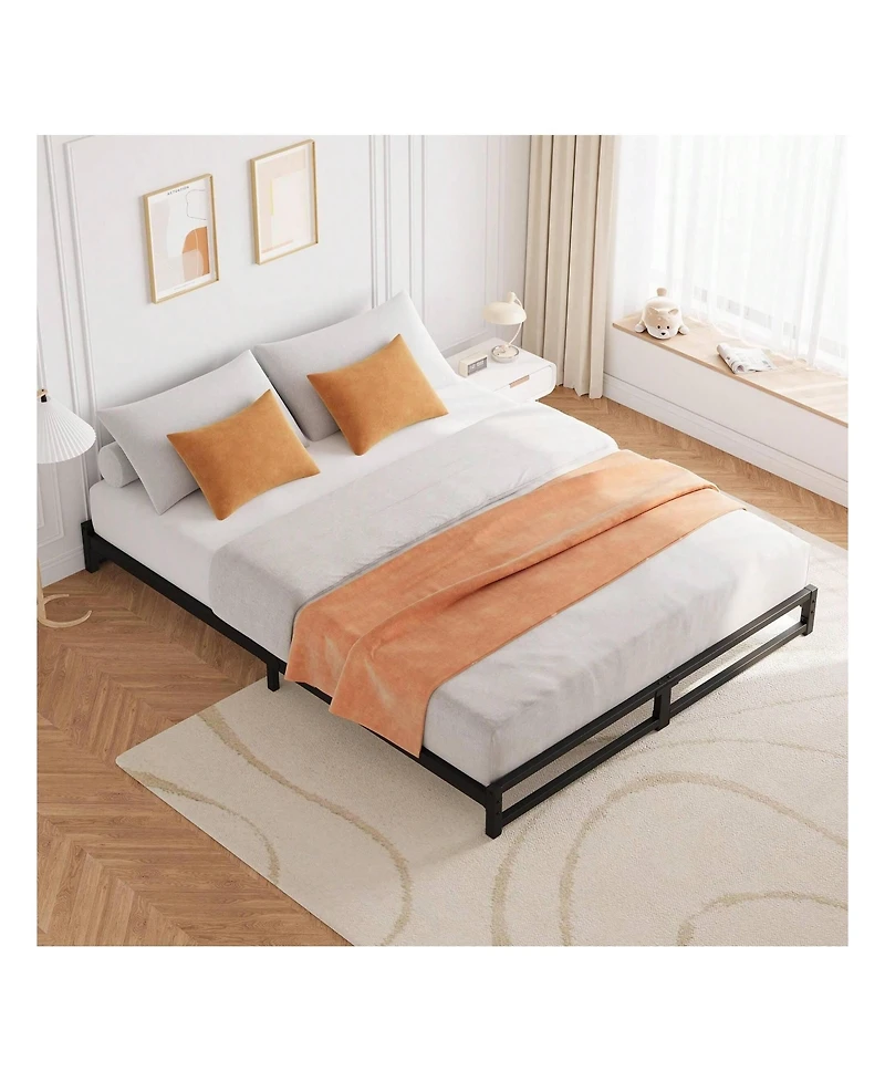 gaomon 6 Inch Metal Platform Bed Frame With Steel Slat Support, Mattress Foundation And No Box Spring Needed