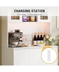 gaomon 70" Kitchen Food Pantry with Charge Station, Led Light,Storage Cabinet