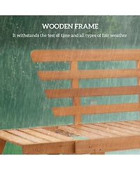 Outsunny Wooden Garden Bench for Outdoor w/ Cushions, Patio Loveseat, Gray