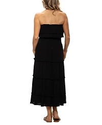 Dotti Women's Ruffled Smocked-Waist Tiered Cover-Up Dress