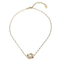 UNOde50 18K Gold Plated Metal Alloy Double Moon Bead Necklace with Thin Chain