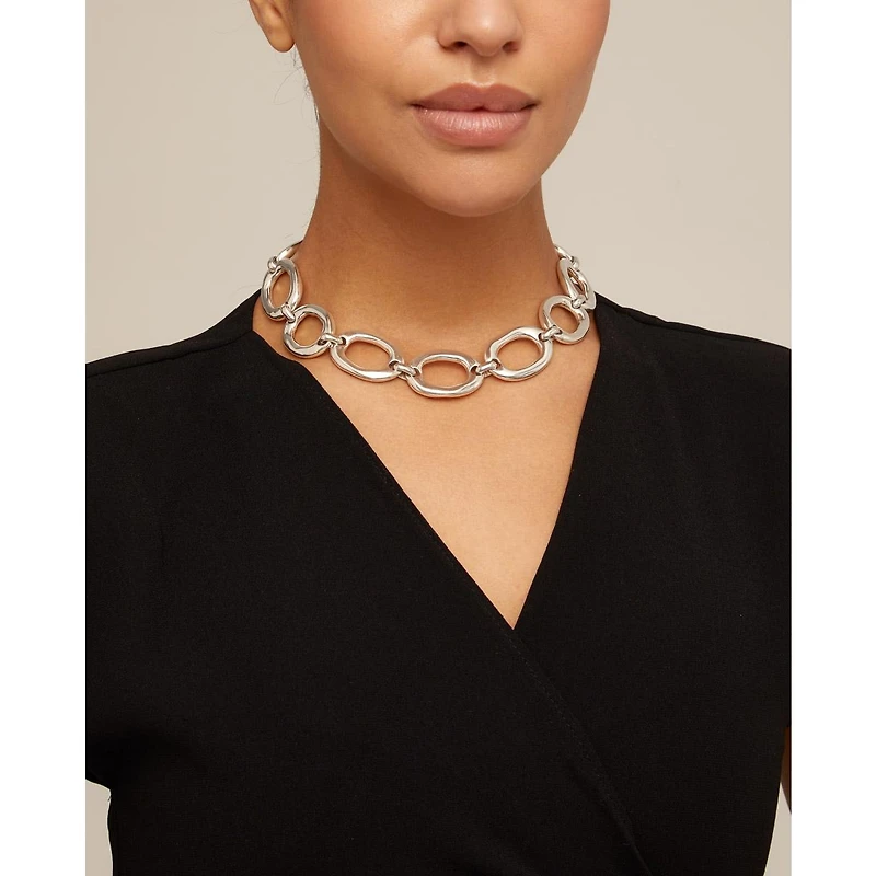 UNOde50 Sterling Silver Plated Metal Alloy Oval Links Necklace