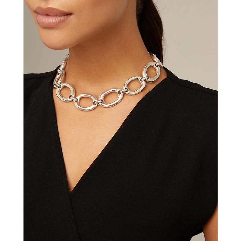 UNOde50 Sterling Silver Plated Metal Alloy Oval Links Necklace