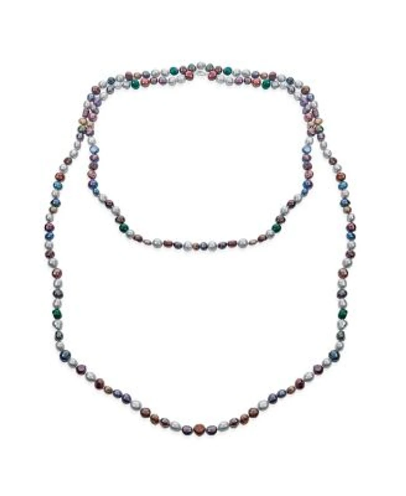 Bling Jewelry Multi Color Earth Tone Shades Freshwater Cultured Long Strand Pearl Necklace Sterling Silver 54 Inch
