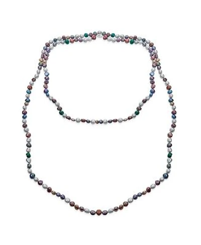 Bling Jewelry Multi Color Earth Tone Shades Freshwater Cultured Long Strand Pearl Necklace Sterling Silver 54 Inch