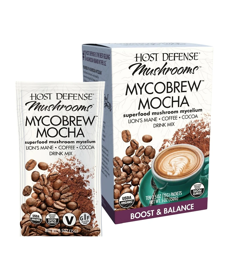 Host Defense MycoBrew Mocha - Mocha Drink Mix - Mocha Powder Includes Lion's Mane Mushroom