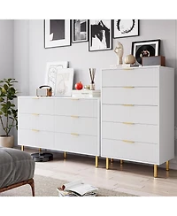 gaomon White 6 Drawer Dresser for Bedroom, 56” Wide Wood Dresser Organizer with Metal Legs