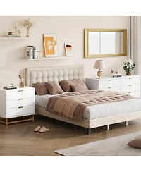 gaomon Dressers for Bedroom 3 Drawer, Chest of Drawers with Metal Base, Modern Dresser Chest Cabinet Organizer,White