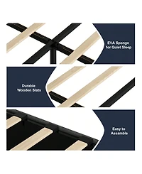 gaomon Platform Bed Frame, Fabric Upholstered With 4 Storage Drawers, No Box Spring Needed, Wooden Slats Support, Noise Free, Easy Assembly