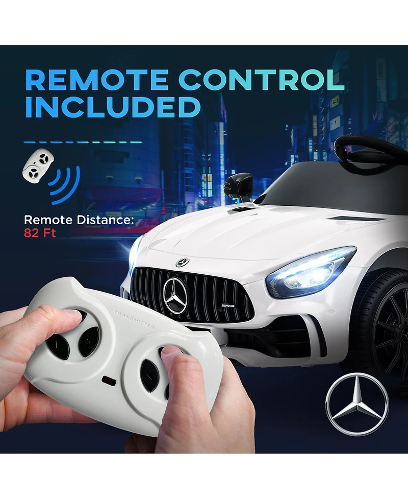 Qaba Mercedes-Benz Amg Gtr Licensed 12V Kids Ride on Car w/ Remote,