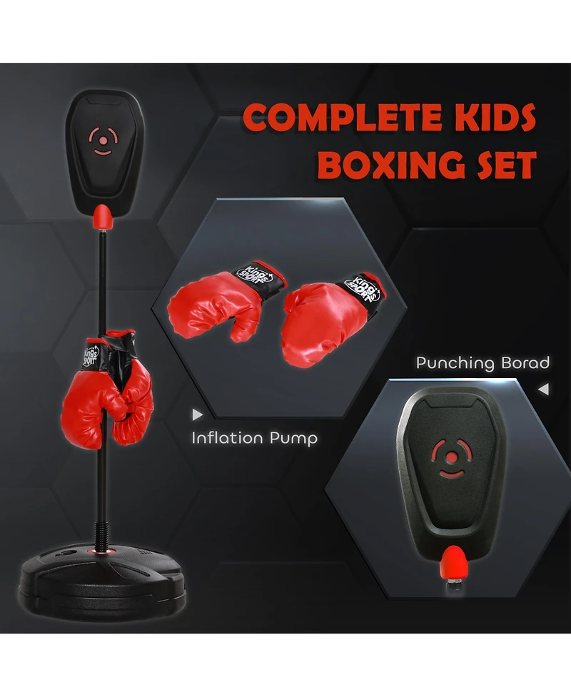 Qaba Kids Punching Bag with Sd & Boxing Gloves for Boys & Girls,