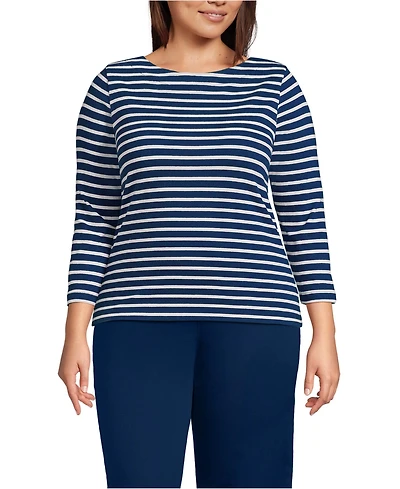 Lands' End Women's Plus Mariner Jersey Boatneck Top