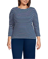 Lands' End Women's Plus Mariner Jersey Boatneck Top