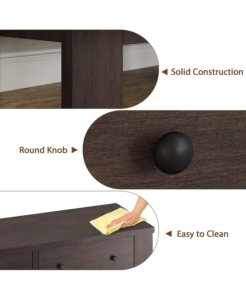 gaomon Dark Brown Dresser for Bedroom, 6 Drawer Dresser with Metal Handle, Dresser Organizer
