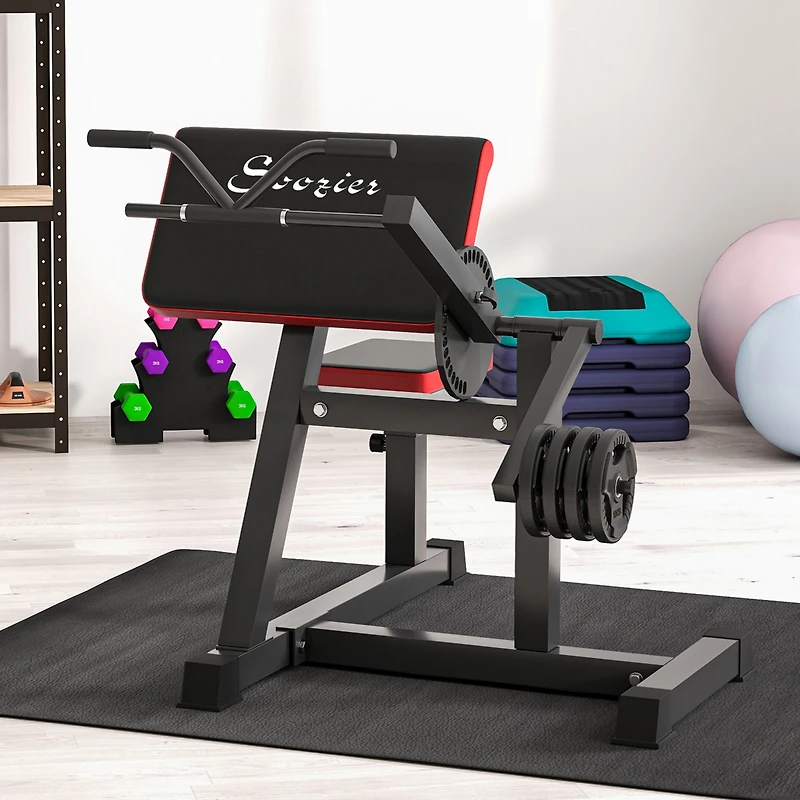 Soozier Bicep Preacher Curl Bench & Tricep Extension w/ Adjustable Seat and Elbow Cushion