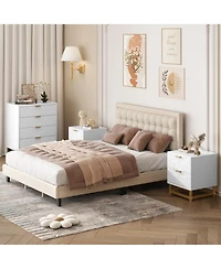 Dressers for Bedroom 4 Drawer, Chest of Drawers with Metal Base, Modern Dresser Chest Cabinet Organizer,White