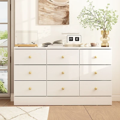 Homsee White Elegant Dresser With 9 Drawers