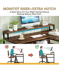 Tribesigns Reversible Corner Computer Desk with Storage Shelves,59 Inch L Shaped Desk with Monitor Stand,Study Writing Table Workstation for Home Offi