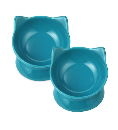 Park Life Designs Set of two Oscar Collection Tilted Rasied Cat Dishes