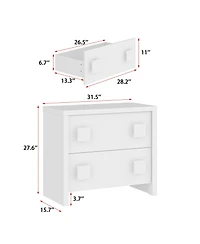 Homsee White Storage Dresser Organizer Nightstand With 2 Drawers