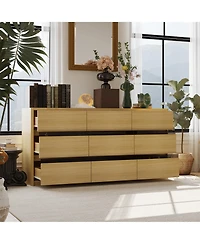 Homsee Brown 6-Drawer Wood Double Dresser Chest of Drawers