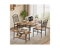 gaomon Dining Table Set for 4,Kitchen Table with Chairs Set of 4,Kitchen Table Set with 2 Chairs and Bench,4 Piece Dining Room Table Set for Small Spa