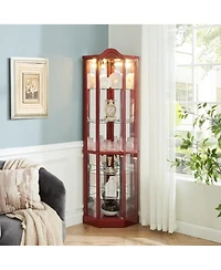 Elegant Glass Display Cabinet – Lighted Corner Curio for Living Room, Dining or Entryway