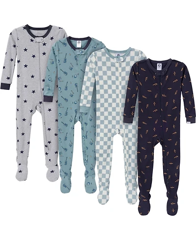 Gerber Baby Boys Snug Fit Footed Pajamas, 4-Pack, Moose