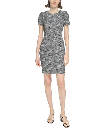 Calvin Klein Women's Tweed Short-sleeve Sheath Mini Dress