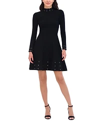 Vince Camuto Women's Embellished Mock Neck Dress