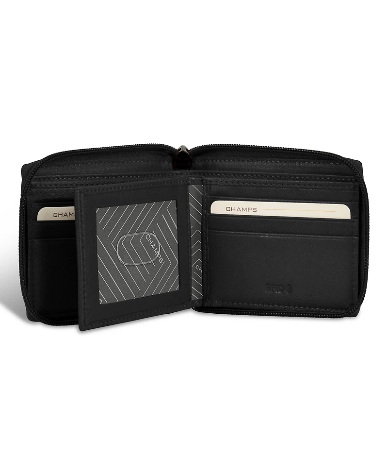 Champs Men's Onyx Collection Leather Zip Around Wallet