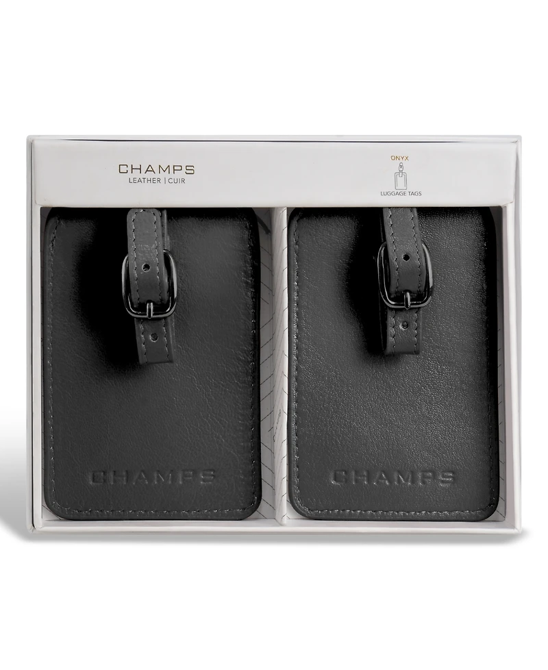 Champs Men's Onyx Collection Leather Luggage Tags