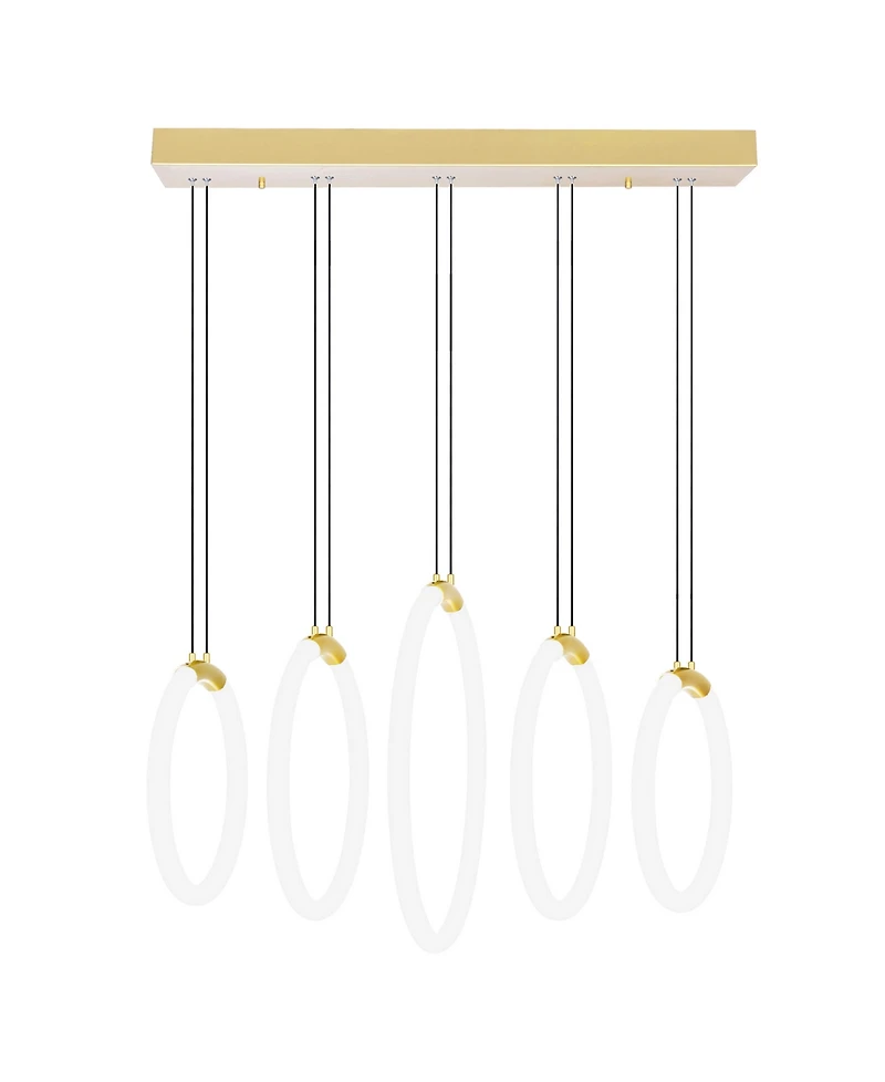 Cwi Lighting 20" Metal Hoops 5 Light Led Chandelier