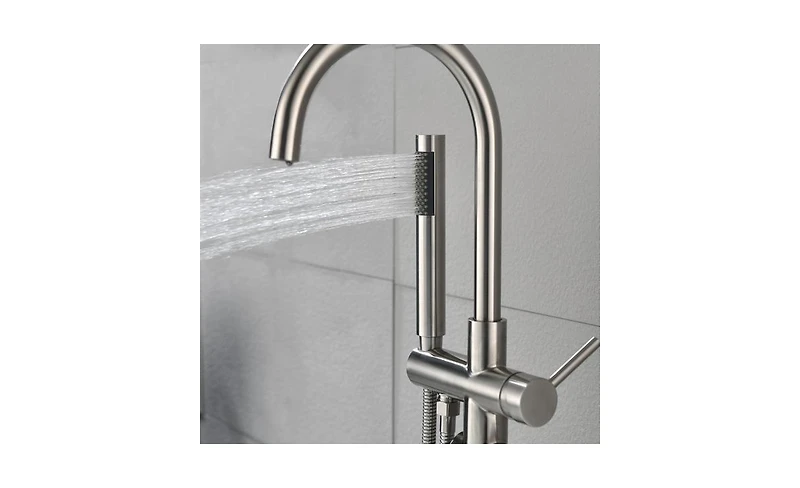Slickblue Freestanding Bathtub Faucet - High Flow Tub Filler with Handheld Shower and Swivel Spout
