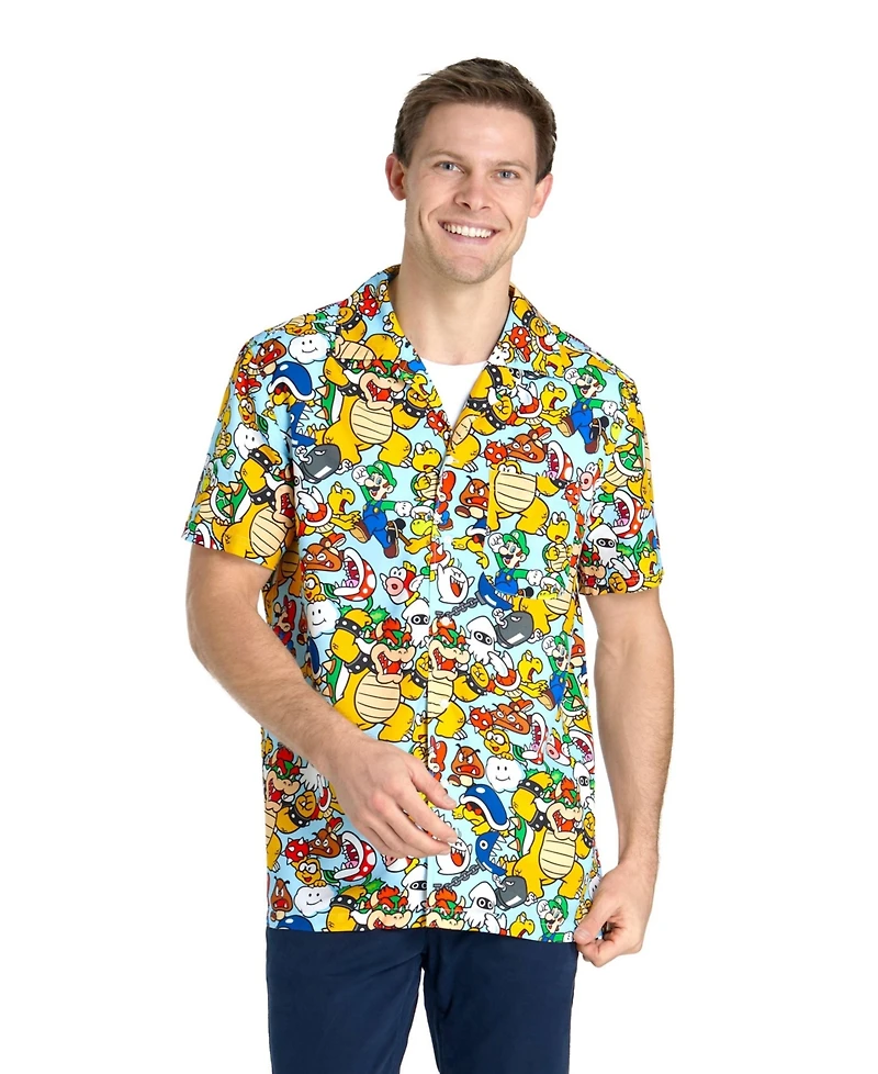 OppoSuits Men's Hawaiian Shirt - Short Sleeve Sonic Retro Multicolor