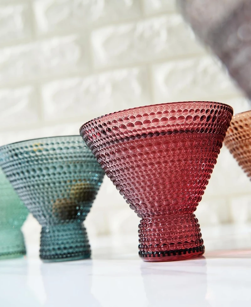 The Wine Savant Colored Stemless Martini Cocktail Glasses, Set of 6