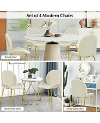 Gymax 4PCS Velvet Dining Chair Accent Leisure Armless Side Green