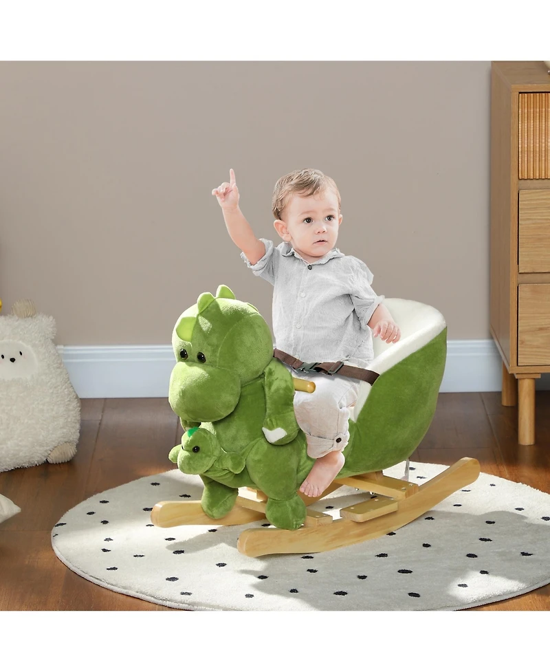 Qaba Baby Rocking Horse, Riding Dinosaur w/ Seat Belt, 32 Songs & Puppet