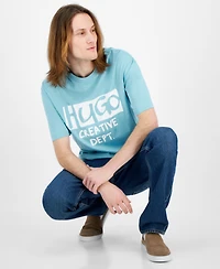 Hugo by Boss Men's Nugocrea Creative Department Short Sleeve Crewneck Logo Graphic T-Shirt