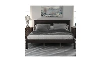 Slickblue Platform Bed Frame with Headboard - Wood Slat Support, No Box Spring Needed for Convenience