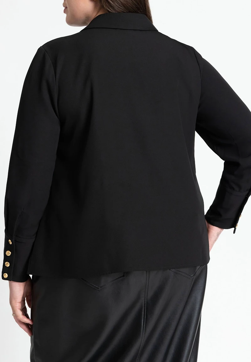 Eloquii Women's Plus Pointed Collar Button Up Shirt