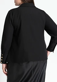 Eloquii Women's Plus Pointed Collar Button Up Shirt