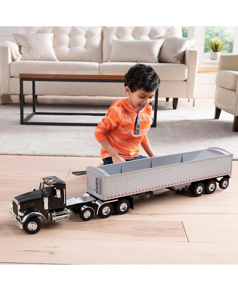 1/16 Big Roads Farm Black Peterbilt Model with Grain Trailer and Lights & Sounds