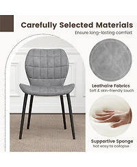 Gymax Dining Chairs Set of w/ Padded Back Metal Legs & 2 Adjustable Foot Pads