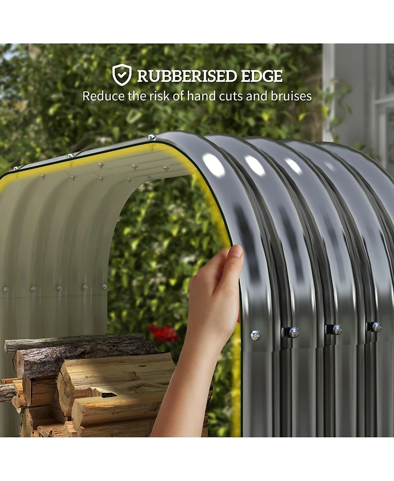 Outsunny 4.7' x 1.4' x 4.7' Firewood Shed, Galvanized Steel w/ Rubber Edge