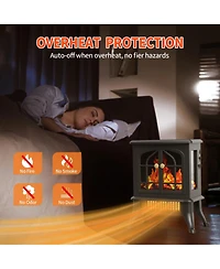 Sugift 2000W Electric Fireplace Stove Heater Space Heater with 3D Flame Effect