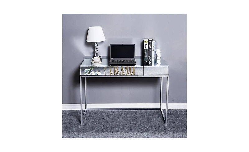 Slickblue Modern Mirrored Glass Table with One Drawer – Stylish Storage Solution