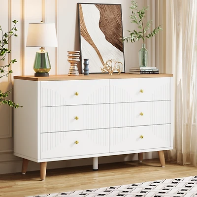 Tribesigns 6 Drawer Dresser, 47" Modern Wood Storage Organizer Chest of Drawers