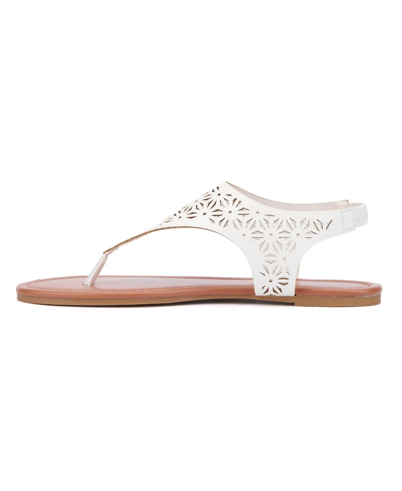 New York & Company Women's Nikki Hooded Perforated Thong Sandal