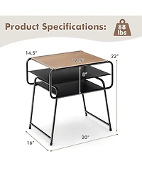 Gymax 3-tier Side End Sofa Display Table Compact Nightstand for Bedroom Living Room